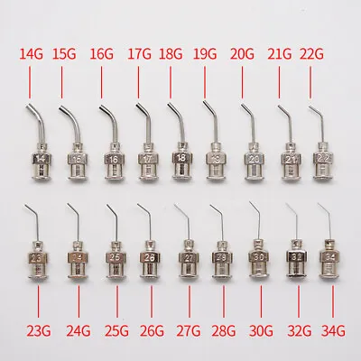 12pcs Stainless Steel 45° Pre-Bent Dispenser Needles Tips Glue Blunt Tip Tool • $10.82