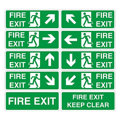 £0.99 • Buy Fire Exit Sign Vinyl Sticker - All Sizes - Emergency Escape Fire Drill