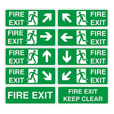 £0.99 • Buy Fire Exit Sign Vinyl Sticker - All Sizes - Emergency Escape Fire Drill