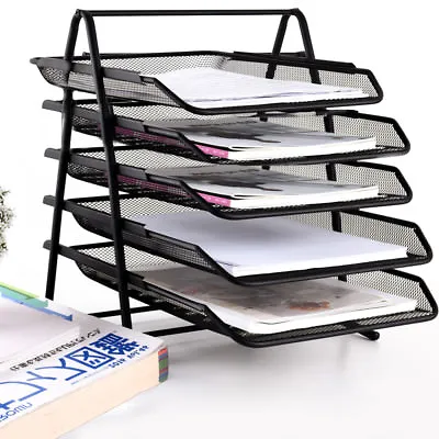 Office Filing Trays Holder A4 Document Letter Paper Storage 5 Tiers Post In Out • £11.19