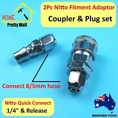 2Pc Set Nitto Fitment For 8x5mm Hose Fitting Compressor Plug Coupler BSP Air DIY • $13.50