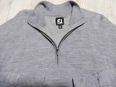 FOOTJOY Mens L LARGE PULLOVER 100% WOOL 1/4 ZIP SWEATER LINED WIND SHIRT POLO • $19.99