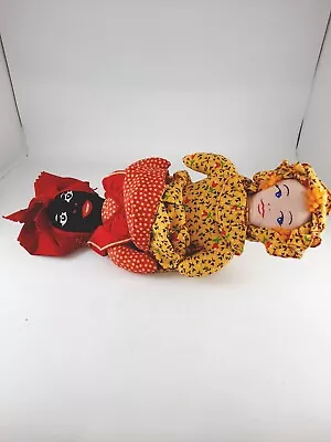 Topsy-Turvy Doll Muslin Printed Face African American Black White Two Headed 14  • $39.99