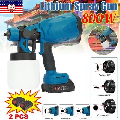 High Pressure Cordless Paint Sprayer Electric Airless HVLP Spray Gun W/2 Battery • $41.99