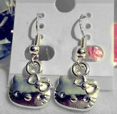 $3 • Buy Hello Kitty Earrings Dangle Antique Silver Super Cute!