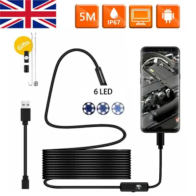 £7.49 • Buy Waterproof USB Endoscope Borescope Snake Inspection Camera Android Mobile Phone