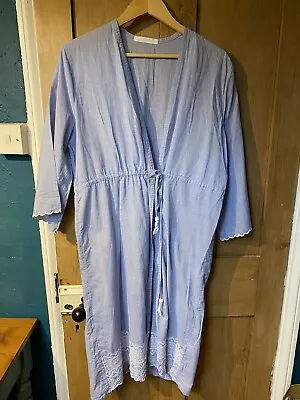 Marks And Spencers Ladies Blue Cotton Lightweight Dressing Gown Size 12 -14 • £5