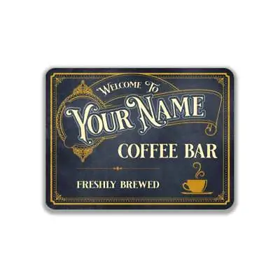 Freshly Brewed Coffee Sign Personalized Vintage Blue Coffee Bar Metal Sign Bar • $5.99