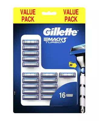 New Gillette Mach3 Turbo Razor Blades Refill 16 Pack • $59.99