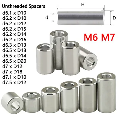 Aluminum Alloy Bushing Gasket M6 M7 Round Sleeve Unthreaded Spacers Standoff • £4.48