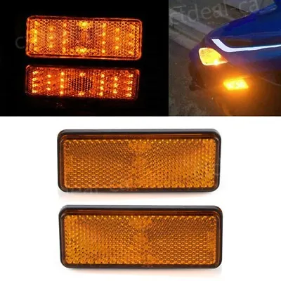 2pcs Motorcycle LED Rectangle Reflectors Rear Brake Light Tail Stop Lamp Amber Q • $8.98