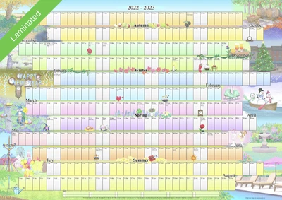 £9.99 • Buy Illustrated Wall Planner 2022-2023 Academic Laminated (A2 Size) Calendar