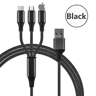 3 In 1 Universal Multi USB Cable Fast Charger Type C Lead For IOS Samsung Phone • £3.18