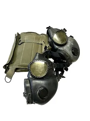 2 Vintage US Military Protective Field Gas Mask M17 Series One With Case • $99.99