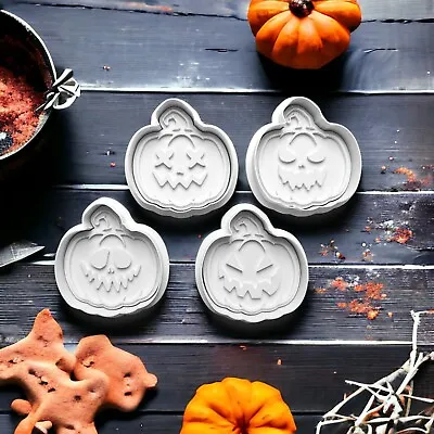 4 X Halloween Scary Pumpkin Cookie Cutters Embosser Set - VARIOUS SIZES • £4.94