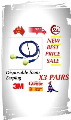 3 Pairs 3M EarPlug Corded 1005 EAR Push-Ins Disposable Foam Individual Wrap 28Db • $8.99