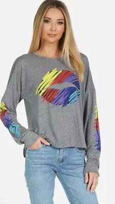 Lauren Moshi Luella Scribble Multi Color Lip Women's Size M Retro Long Sleeve  • $70