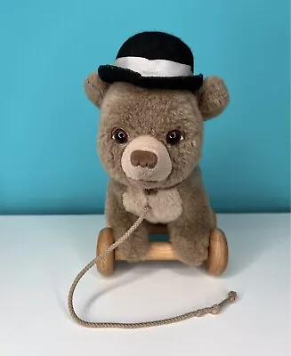 Maurice Sendak's Little Bear Stuffed Plush Pull Toy Wooden Wheels Eden Toys 2000 • $34.99