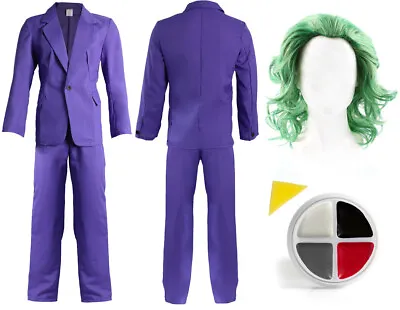 £30.59 • Buy Purple Suit Joking Clown Movie Halloween Cosplay Outfit Mens New Film Costume