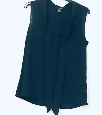 £4.99 • Buy New Look Black Sleeveless Tie Front Top Size 6