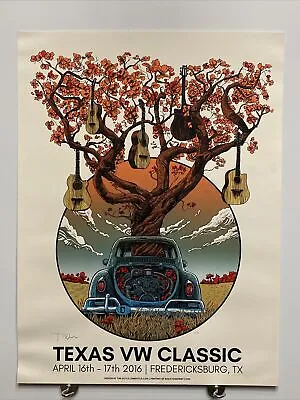 VW Poster Texas Classic Screenprint Signed TOM DOYLE 2016 Guitars In Tree *Read* • $99.99