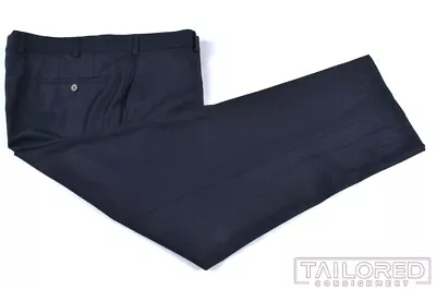 KAISER HOFF Solid Blue CASHMERE WOOL Flannel Pants Trousers - EU 56 / US 38 • $30