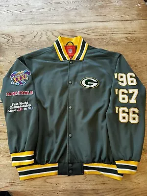 Green Bay Packers NFL Football Super Bowl Varsity Bomber Jacket Size XL Green • $54.99