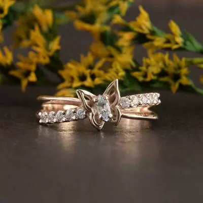 1.50 Ct Marquise Simulated Diamond Butterfly Wedding Ring Gift Rose Gold Plated • $109.08