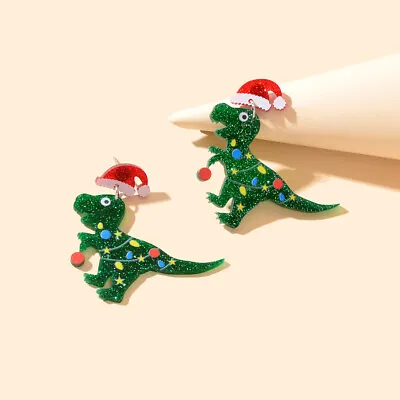 $1.99 • Buy Christmas Gift Series Jewelry Lovely Acrylic Dinosaur Earrings Dangle Drop Stud