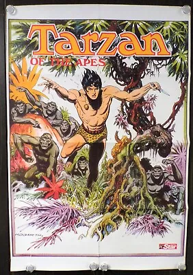 VTG 1972 Tarzan Apes Book Poster Hogarth Edgar R Burroughs 36x24  032123shelf7 • $93.23