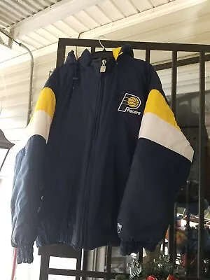 Indiana Pacers NBA XXL LOGO J Full Zip Puffer Parka Winter Jacket Coat EXCELLENT • $39.95