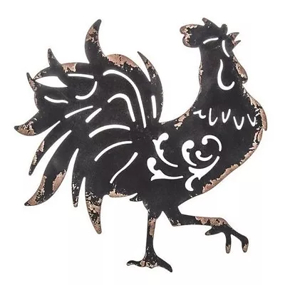 Rooster Distressed Black Sheet Metal Wall Hanging Farmhouse Rooster • $16.08