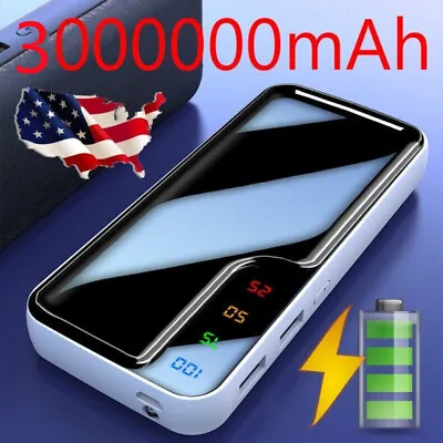 Power Bank 3000000mAh 2 USB Backup External Battery Charger Pack For Cell Phone • $19.45