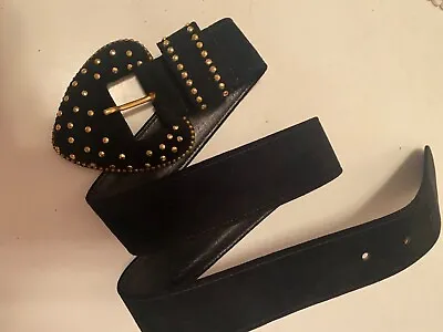 $110 • Buy Women’s   Vintage “Yves Saint Laurent” Black Suede Belt
