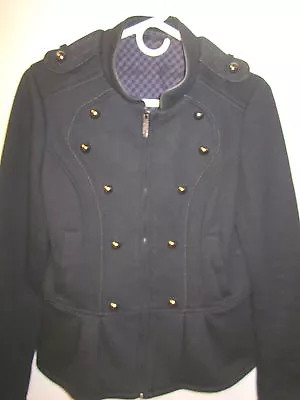 Steve Madden Women's Med Black Coat Jacket Bronze Buttons On Shoulders & Sleeves • $17.50