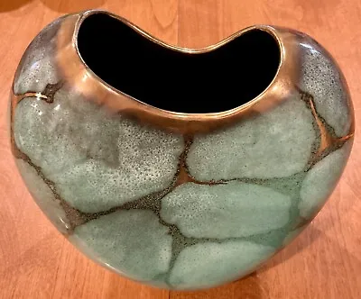 Mid Century Modern Rare Carstens Tonnieshaf West German Vase 1960s Green Gold • $124