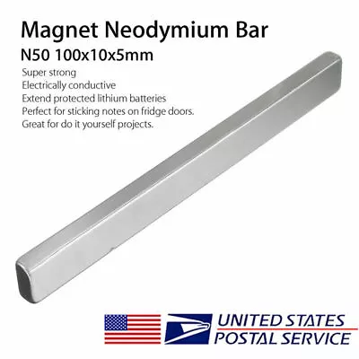 N50 Long Cuboid Block Bar Super Strong Rare Earth Neodymium Magnet 100x10x5mm  • $8.97