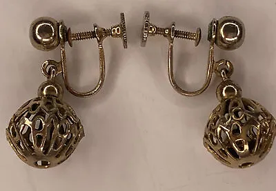 VINTAGE 1940s 1950s MOROCCAN Lantern Gold Toned Screwback Dangle Earrings  • $17.95