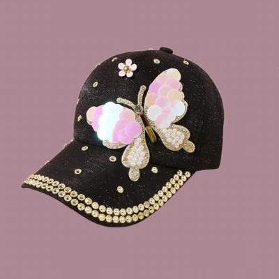 $19.73 • Buy Logistics Hat Women's Hat Sequined Butterfly Fitted Baseball Cap For Men 8