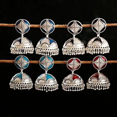 Women Drop Beads Tassel Indian Jhumka Silver Bollywood Exquisite Dangle Earrings • $2.19