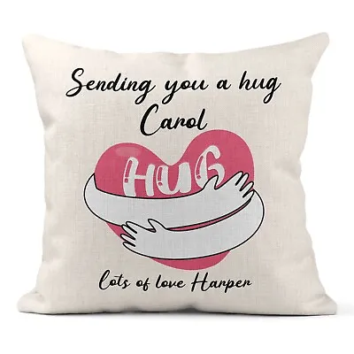 Personalised Valentines Day Gift Cushion Pillow Cover Wedding Couple Sending Hug • £13.99