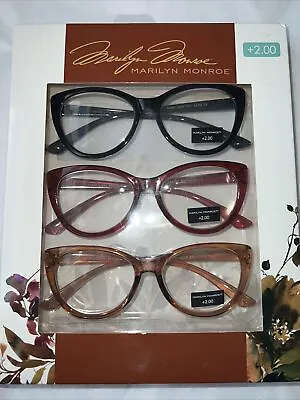 Marilyn Monroe Set Of 3 Readers Reading Glasses +2.00 🌺new Cat-eyes • $25.80