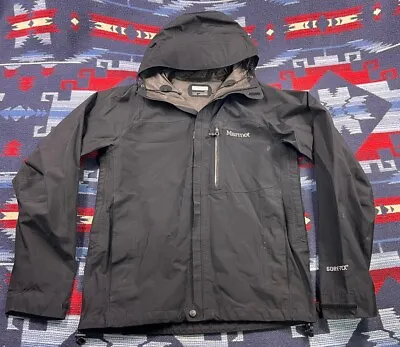 Men’s Marmot GORE-TEX Minimalist Hooded Paclite Waterproof Black Jacket Rain S • $67.99