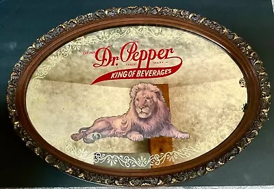 Vintage Dr Pepper “King Of Beverages” Lion Framed Mirror Sign • $120