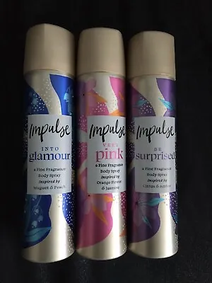 THREE Impulse Body Sprays Deodorant 3 X 75ml Ladies Girls Fragrance • £10.90