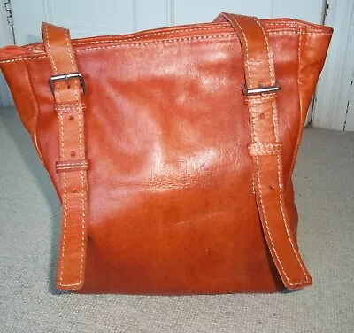 Fabulous VINTAGE Large Tan Moroccan Leather Shoulder Bag/Tote • £8.99