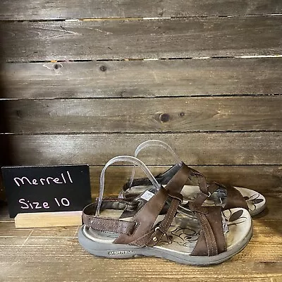 Womens Merrell Brown Leather Comfort Outdoor Walking Sandals Size 10 M GUC • $29.99