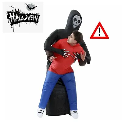 Adult Inflatable Grim Reaper Fancy Dress Costume Mens Halloween Skeleton Costume • £23.56
