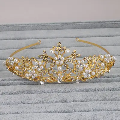 £15.97 • Buy Bridal Gold Pearl And Crystal Tiara