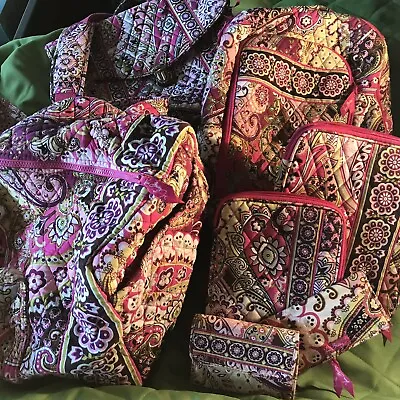 Vera Bradley Very Berry 7 Pc: Wallet Tote Satchel Backpack 2 Sleeves Ch Hld • $67.99